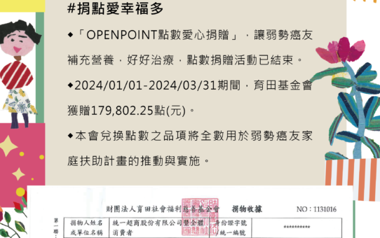 【公告】OPENPOINT點數愛心捐贈 徵信
