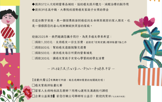 【2025邀請您攜手同行，為更多癌友帶來希望】